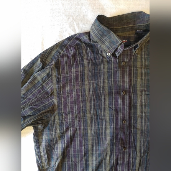 ROUNDTREE & YORKE Mens Plaid Button Down Short Sleeve Shirt Size Medium - Picture 5 of 6